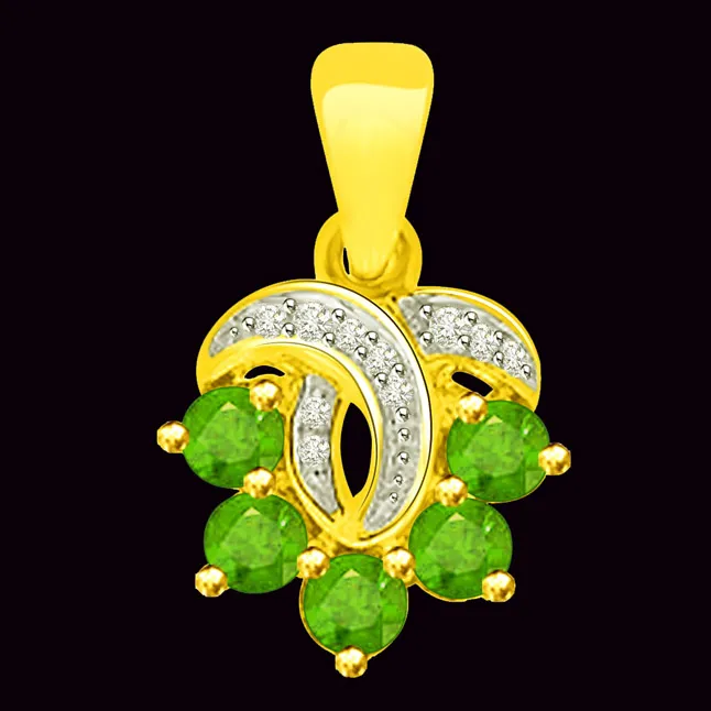Mother's Love 0.35 TCW Stunning Real Emerald And Diamond Pendant (P1176)