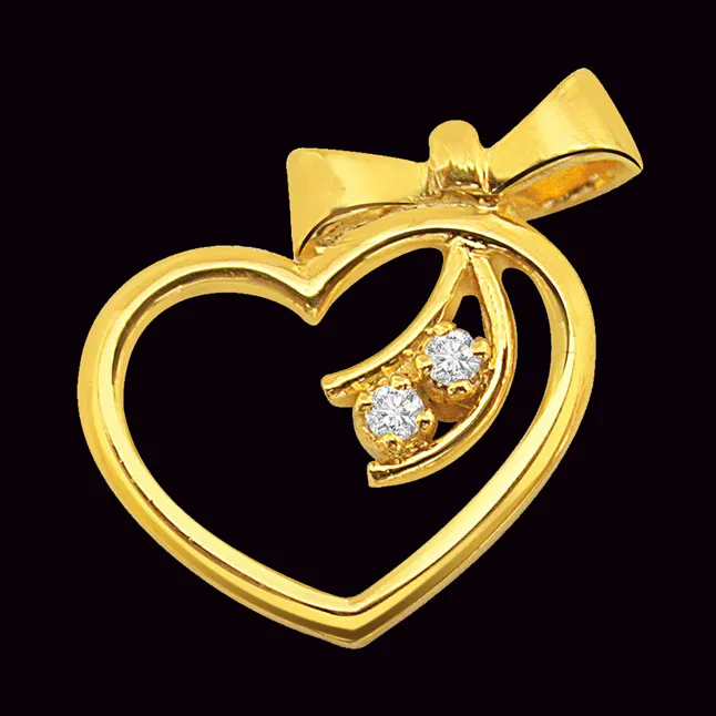 Unforgettable Heart Shaped Real Diamond Pendant in 18kt Yellow Gold (P117)