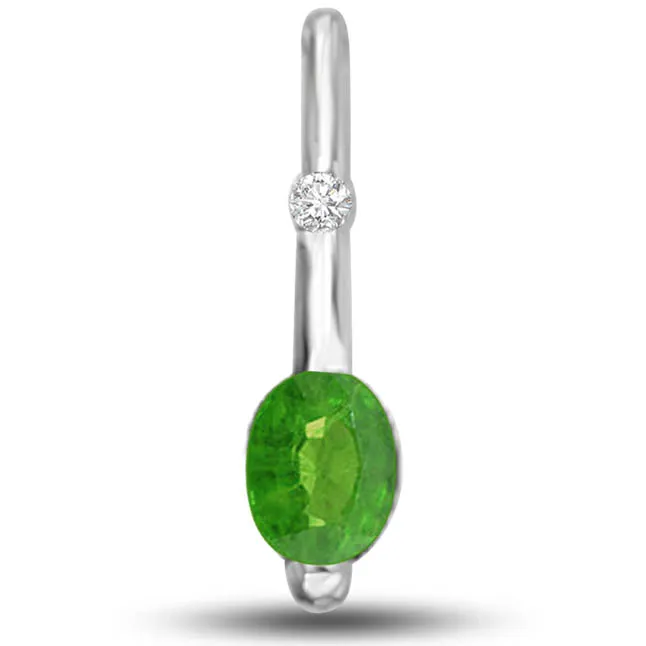 Exceptional Emerald Diamond Pendants In 14kt Gold