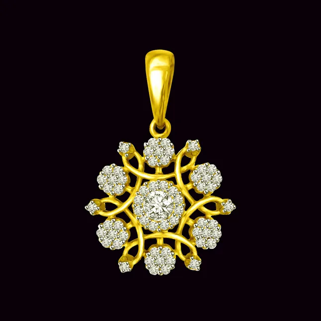 A Touch of Tradition - Real Diamond Flower Shape Pendant (P1212)