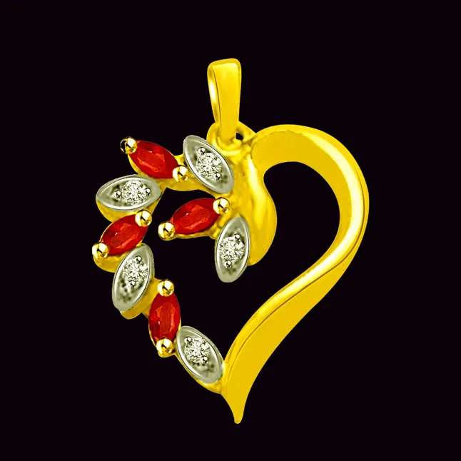 Heart That Blooms - Real Diamond Heart Shaped Pendant (P1221)