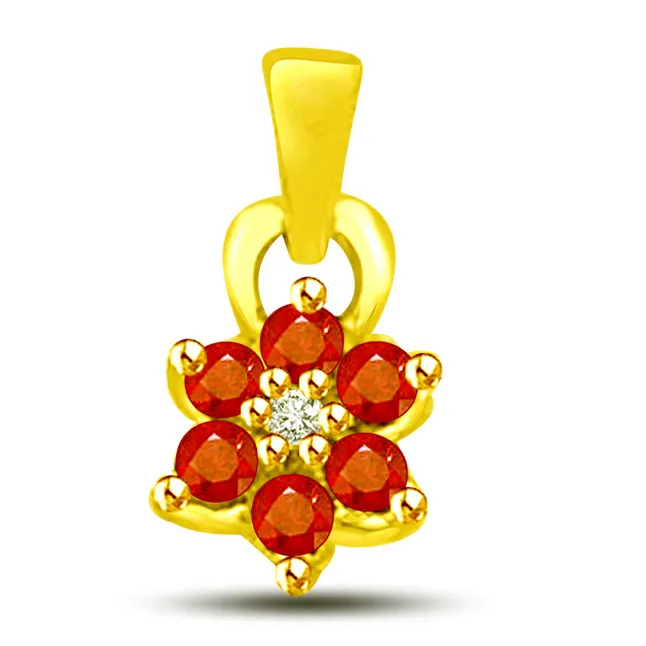 Red Seeds Of Passion -Flower Shape Pendants