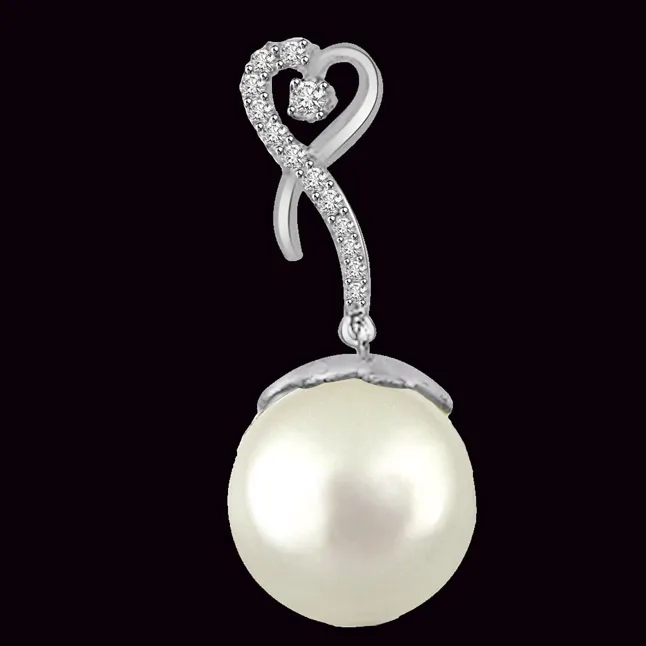 Pearl Of The Orient - Real Diamond Pendant (P1236)