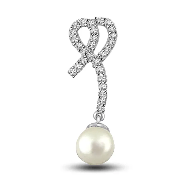 Precious Royal Pearl & Diamonds Pendants -Flower Shape Pendants