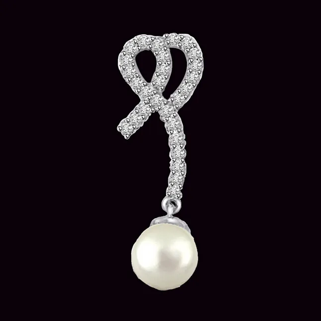 Precious Royal Real Pearl & Diamond Pendant (P1237)