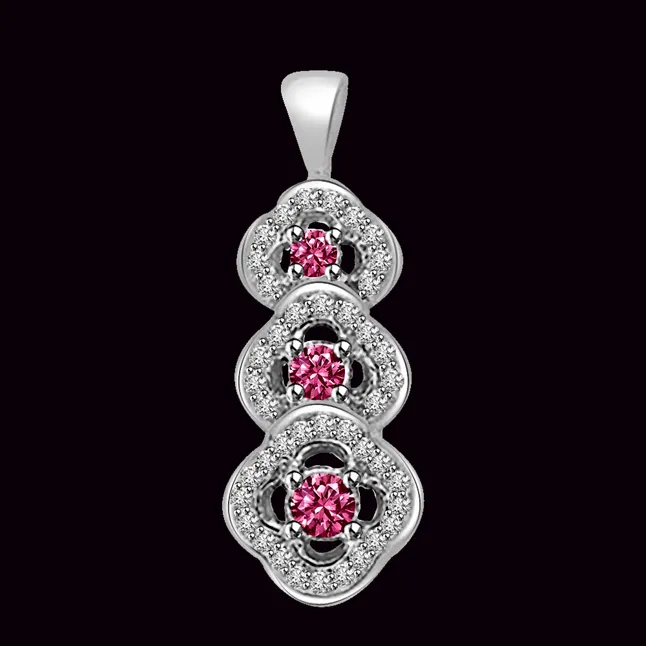 Raspberry Delight - Real Diamond & Tourmaline Pendant (P1240)