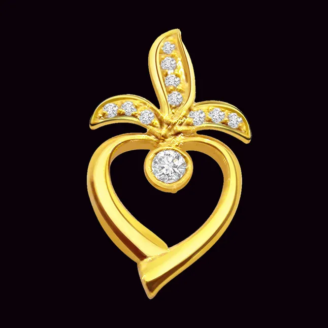 Honey Cinnamon - Real Diamond Heart Shaped Pendant (P124)