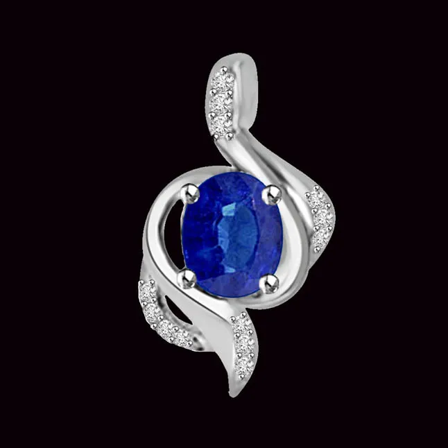 With You Always : Real Diamond & Sapphire Pendant for your Desire (P1252)