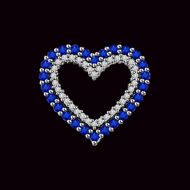 Together Always : Real Diamond & Sapphire Beads White Gold Pendant (P1258)