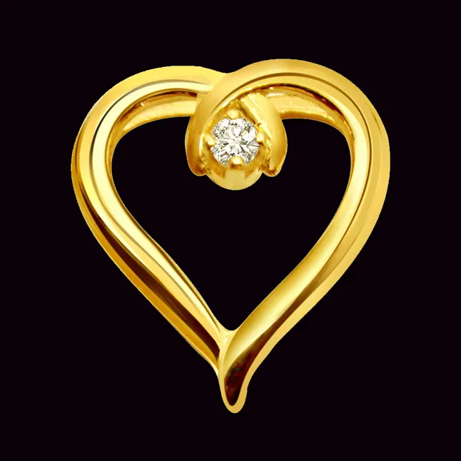 Hazelnut Love - Real Diamond Heart Shaped Solitaire Pendant (P125)