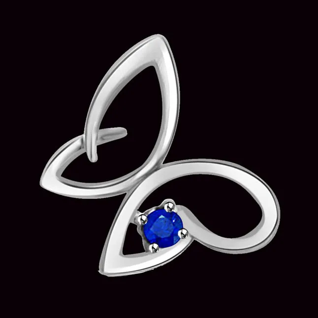 Honey Love : Real Sapphire And 14kt White Gold Pendant For Your Love (P1260)