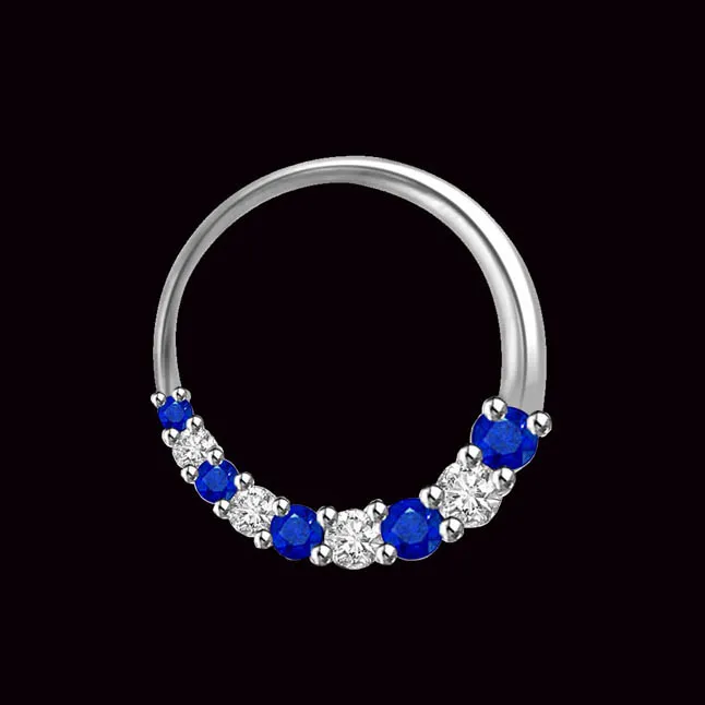 Floret Of Blue : Real Diamond & Sapphire Round Classy Pendant For Your Love (P1269)