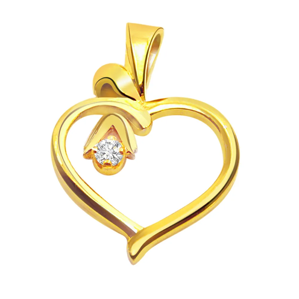 Wild Flower Heart Shaped Diamond Pendants