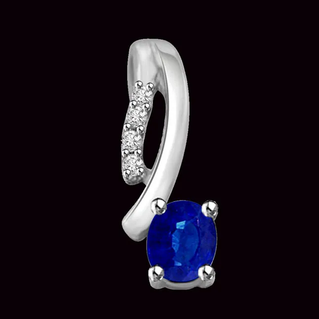 Alluring Charmness 0.21cts Oval Sapphire & Diamond White Gold Daily Wear Pendant For Her (P1285)