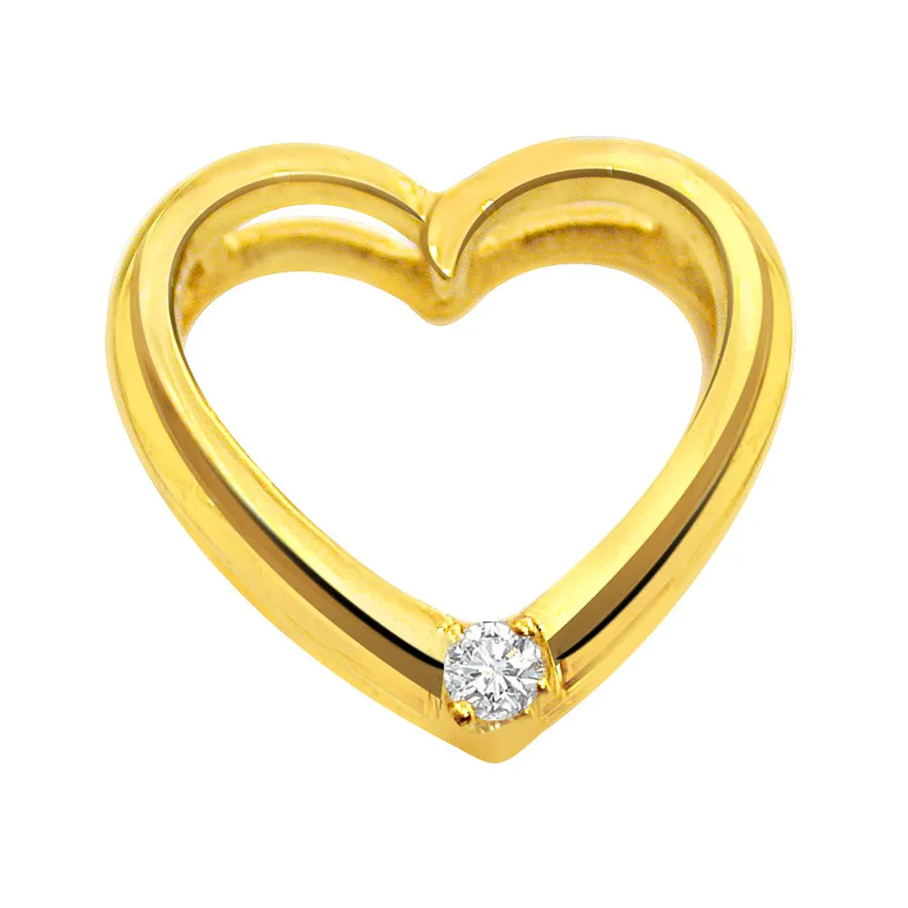 Strawberry n Cream Heart Shape Diamond Pendants in 18kt Gold