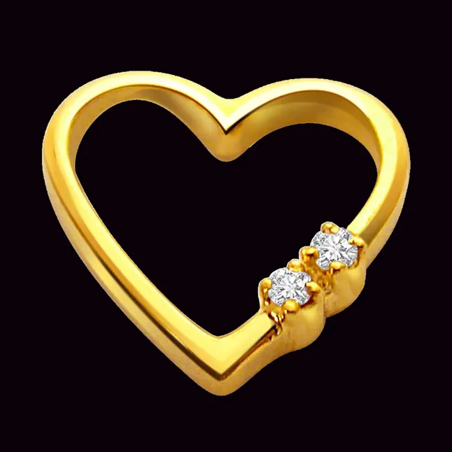 Strawberry n Cream Heart Shape Real Diamond Pendant in 18kt Yellow Gold (P129)