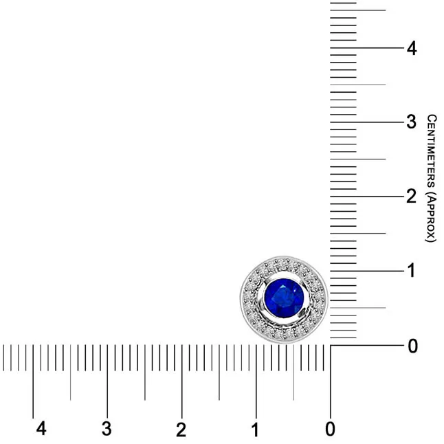 Push This Love Button : Real Round Sapphire Surrounded With Diamond 14kt White Gold Pendant (P1304)