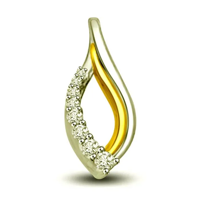 Sparkling Start Two Tone 0.16ct Diamond Elegant Pendants In 18kt Gold