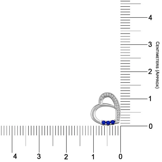Senses of Love 0.22cts Tcw Real Blue Sapphire & Diamond Heart Pendant In 14kt White Gold (P1313)