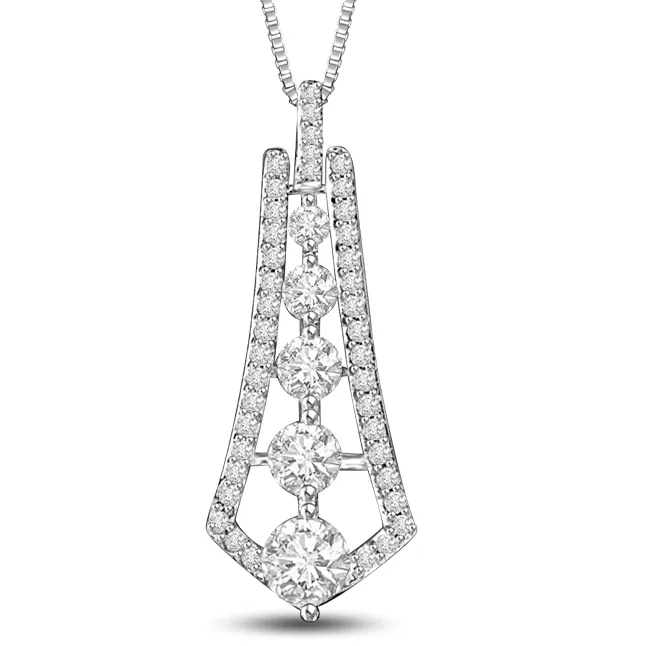 Star Studded Beauty 0.50ct Clean White Diamond 14kt White Gold Fancy Shaped Pendants For Her -Designer Pendants