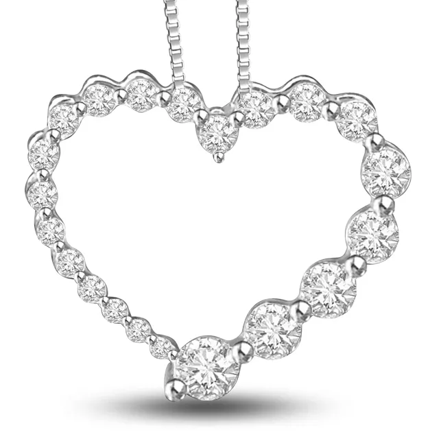 Internal Happiness 0.50ct Diamonds In A Heart 14kt White Gold Beautiful Pendants For Your Love