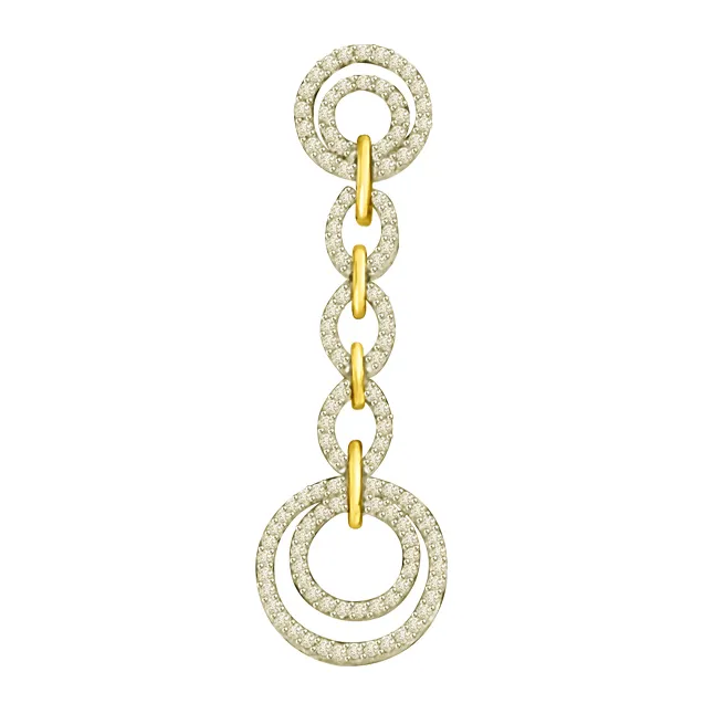 Round Rangoli 1.30ct Love Links Two Tone 18kt Gold & Diamond Long Pendants -Designer Pendants