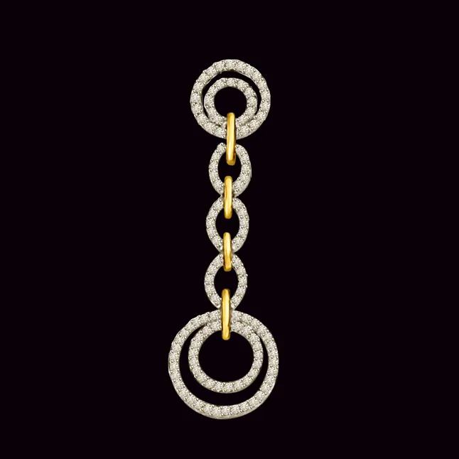 Round Rangoli 1.30cts Love Links Two Tone 18kt Gold & Real Diamond Long Pendant (P1336)