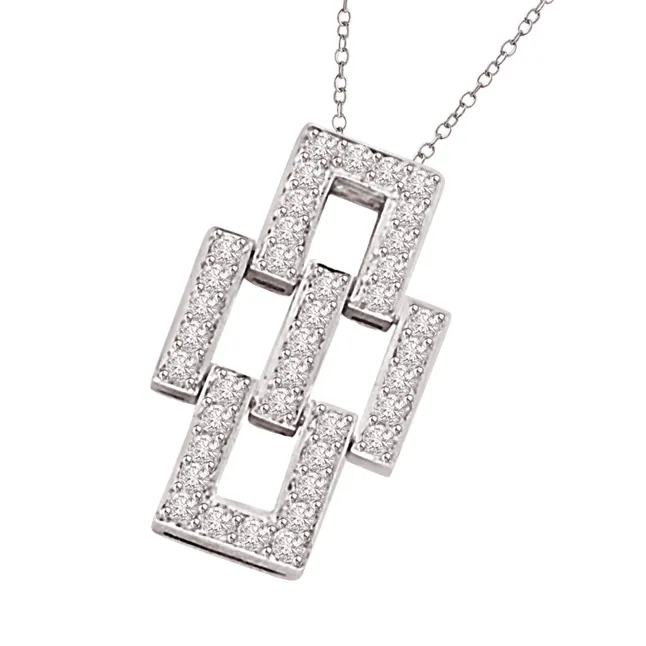 Awesone Bonding 0.30ct Geomatrical Shaped 14kt White Gold Diamond Pendants -Designer Pendants