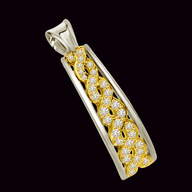 Bonding with Gold 0.21cts Two Tone Twisted Row of Real Diamond 18kt Gold Pendant (P1339)