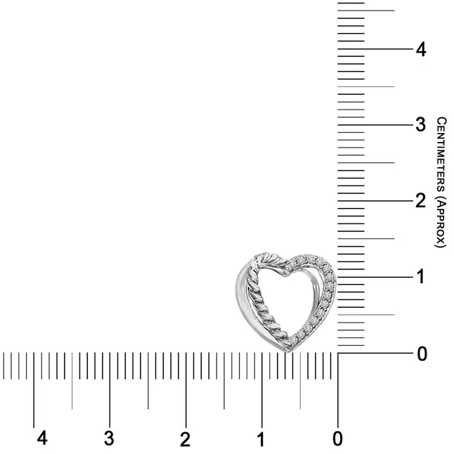 Twin Heart With Serration On One Side 14kt White Gold Real Diamond Pendant (P1345)