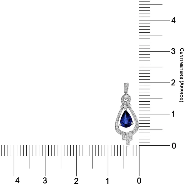 Pride of Groom Real White & Blue Sapphire & Diamond 14k White Gold Drop Shaped Love Pendant (P1346)