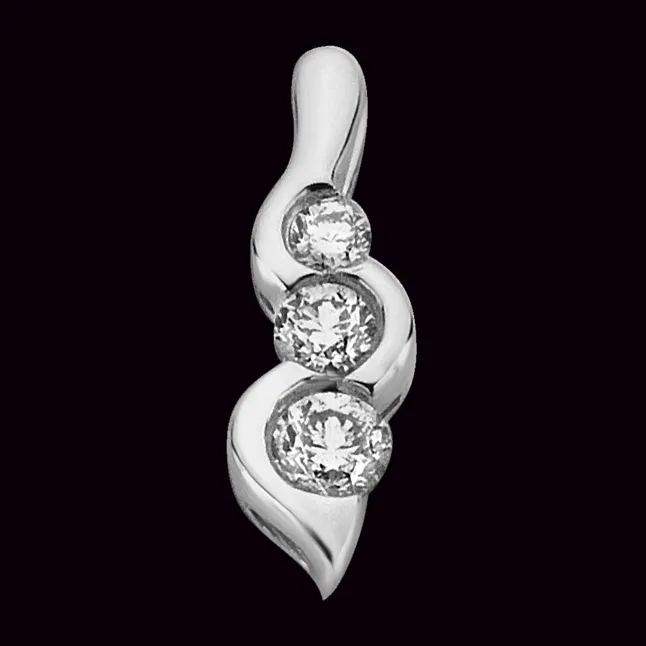 3 Stars On Fire:0.21ct White Gold Long Diamond Pendants For Your Love -Designer Pendants