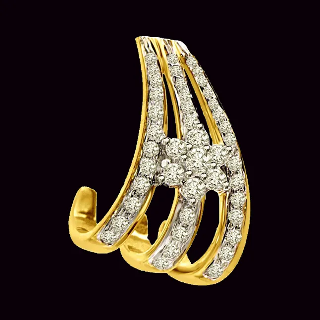 Shinning Flower 0.43ct 3 Row With A Diamond Flower 18kt Yellow Gold Pendants For Her -Designer Pendants