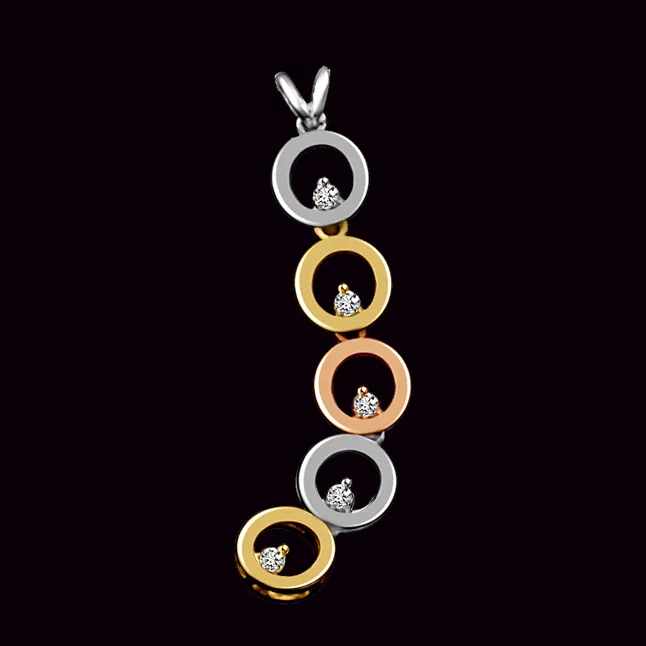 5 Circles Of Life Real Diamond & Two Tone Gold Pendants (P1357)