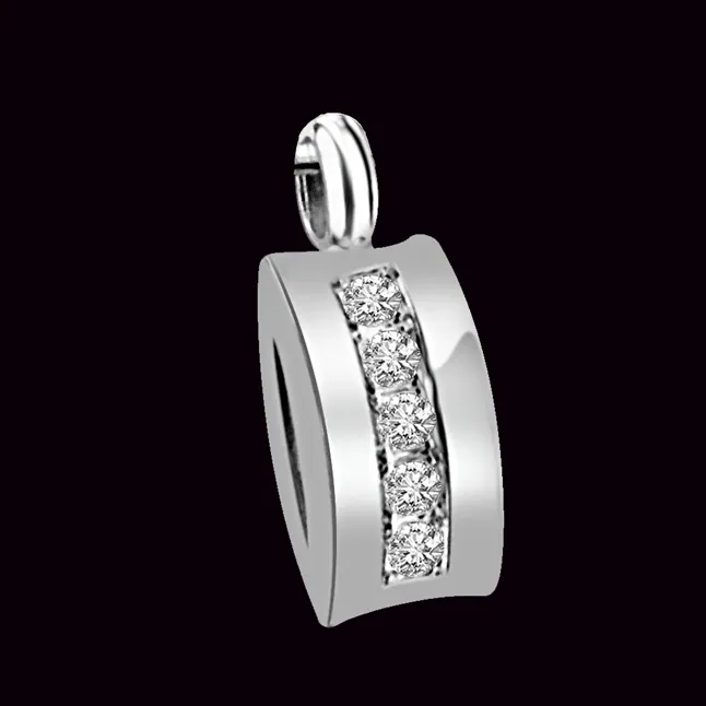 Dazzling Attraction 0.10cts White Gold & 5 Real Diamonds In Row Pendant For Your Love (P1359)