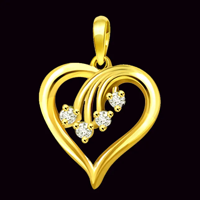 Sparkling Joy - Real Diamond & 18kt Yellow Gold Pendant (P1372)