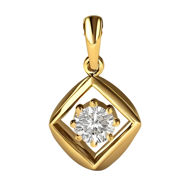 0.07cts Solitaire Real Diamond Pendant in 18kt Yellow Gold (P1412)