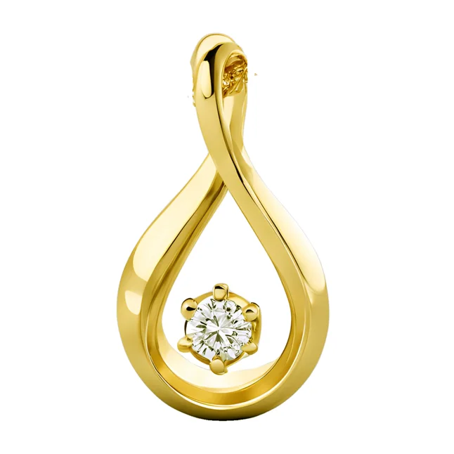 0.05cts Solitaire Real Diamond Pendant in 18kt Yellow Gold (P1413)