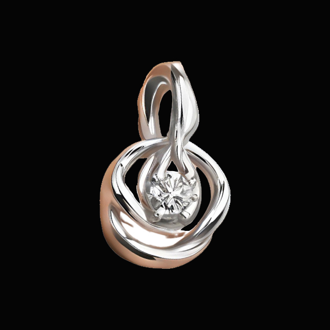0.04cts Solitaire Real Diamond Pendant in 14kt White Gold (P1417)
