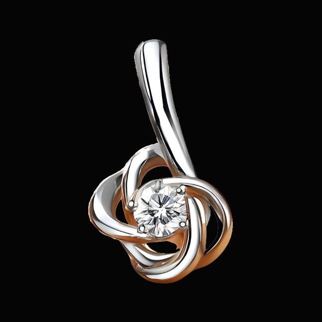 0.07 cts Solitaire Real Diamond Pendant in 14kt White Gold (P1422)
