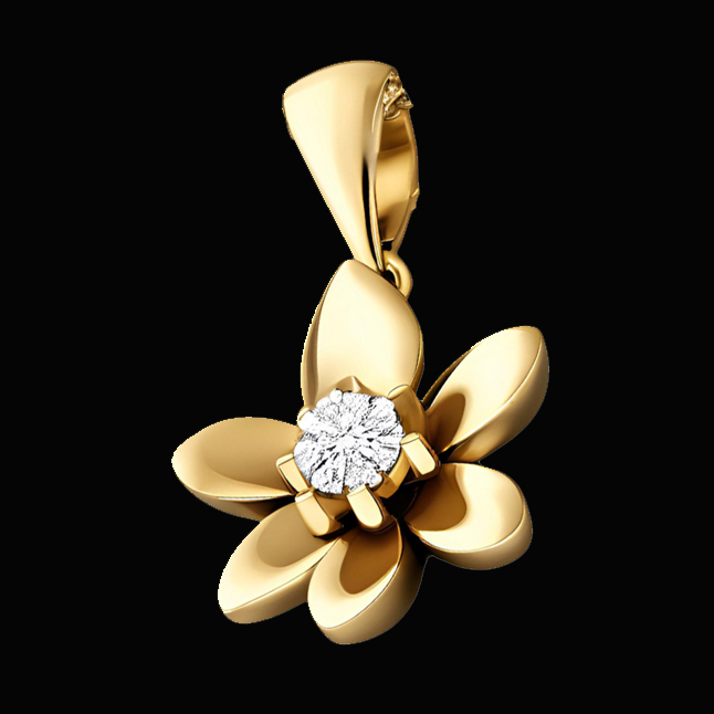 0.04 cts Solitaire Real Diamond Pendant in 18kt Yellow Gold (P1425)