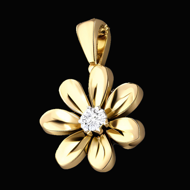 0.04 cts Solitaire Real Diamond Pendant in 18kt Yellow Gold (P1426)