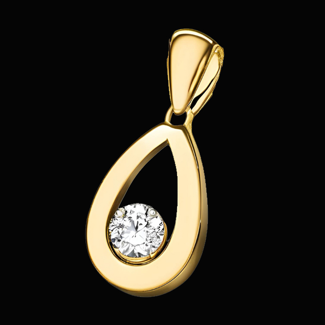 0.07 cts Solitaire Real Diamond Pendant in 18kt Yellow Gold (P1435)