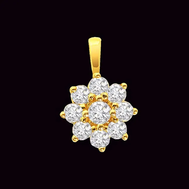 Snowy Evening - Real Diamond Flower Shaped Pendant (P143)