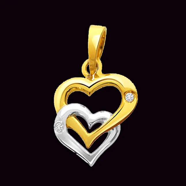 Forever Connected: Real Diamond & 18kt Gold Twin Heart Pendant (P148)