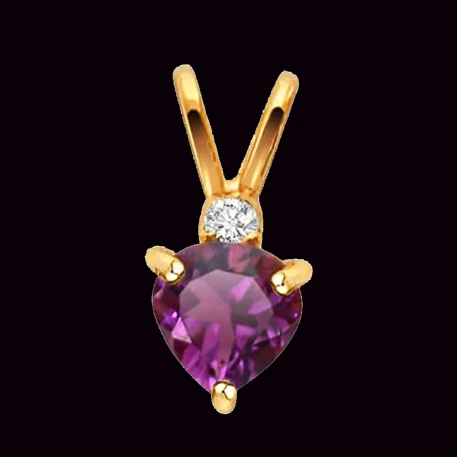 Purple Sundae - Real Diamond & Amethyst 18kt Gold Pendant (P153)