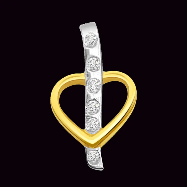 Dual Plated Real Diamond & Gold Heart Pendant (P157)