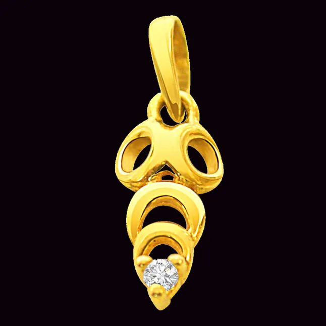 Bargain no More - Real Diamond & 18kt Yellow Gold Pendant (P165)