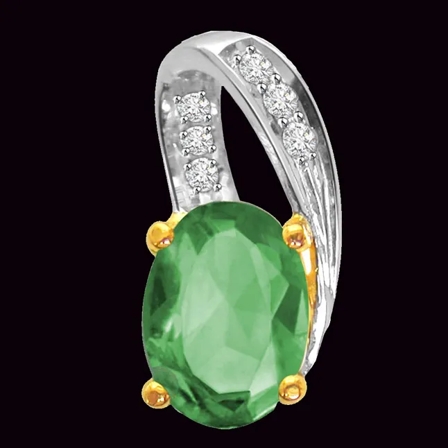 Green is in - Real Diamond & Emerald Pendant (P172)