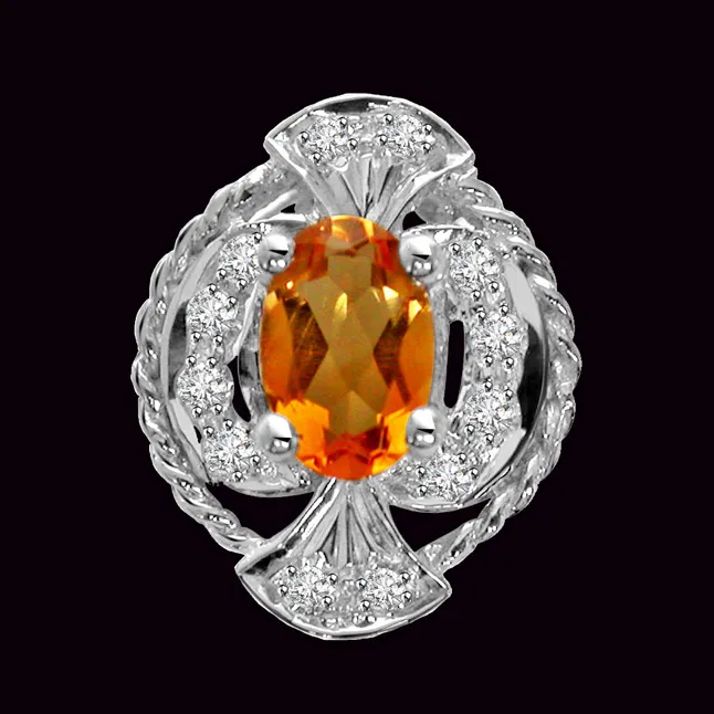 A Royal Affair - Real Diamond & Golden Topaz Pendant (P173)